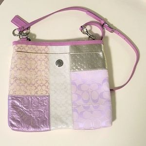 COACH Patchwork Shiny Metallic Leather Crossbody Bag